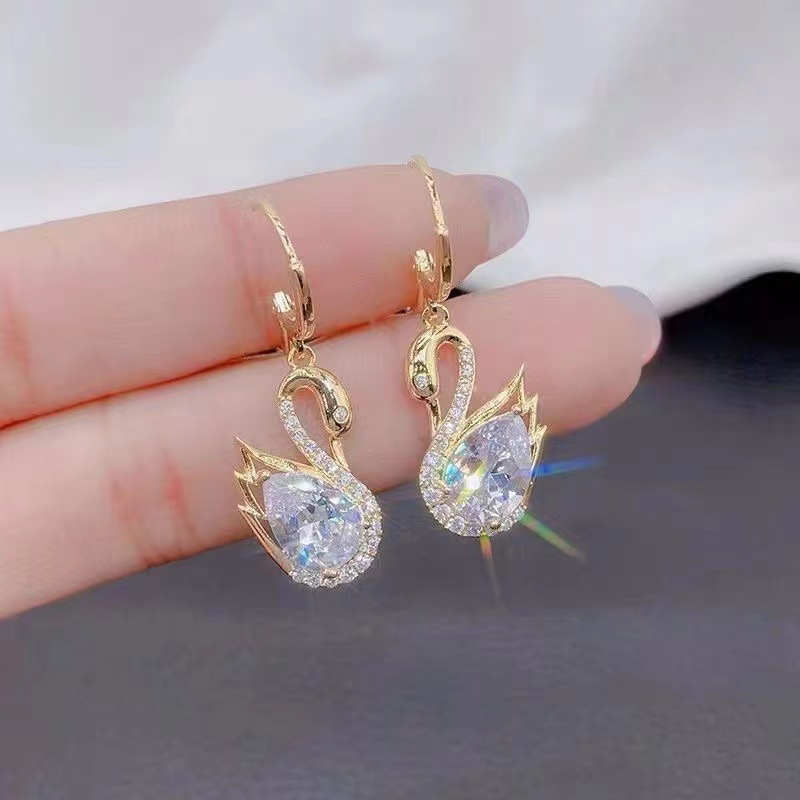Chic Rhinestone Swan Earrings – Trendy Fashion Jewelry for Women - Image 2