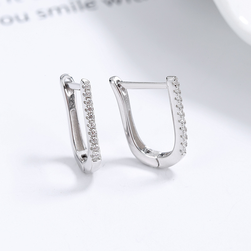 925 Sterling Silver Geometric U-Shaped Earrings for Women – Stylish Design - Image 9