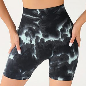 3 Pack High-Waisted Tie-Dye Butt-Lifting Women's Yoga Shorts - Seamless Tummy Control Workout Leggings for Enhanced Curves