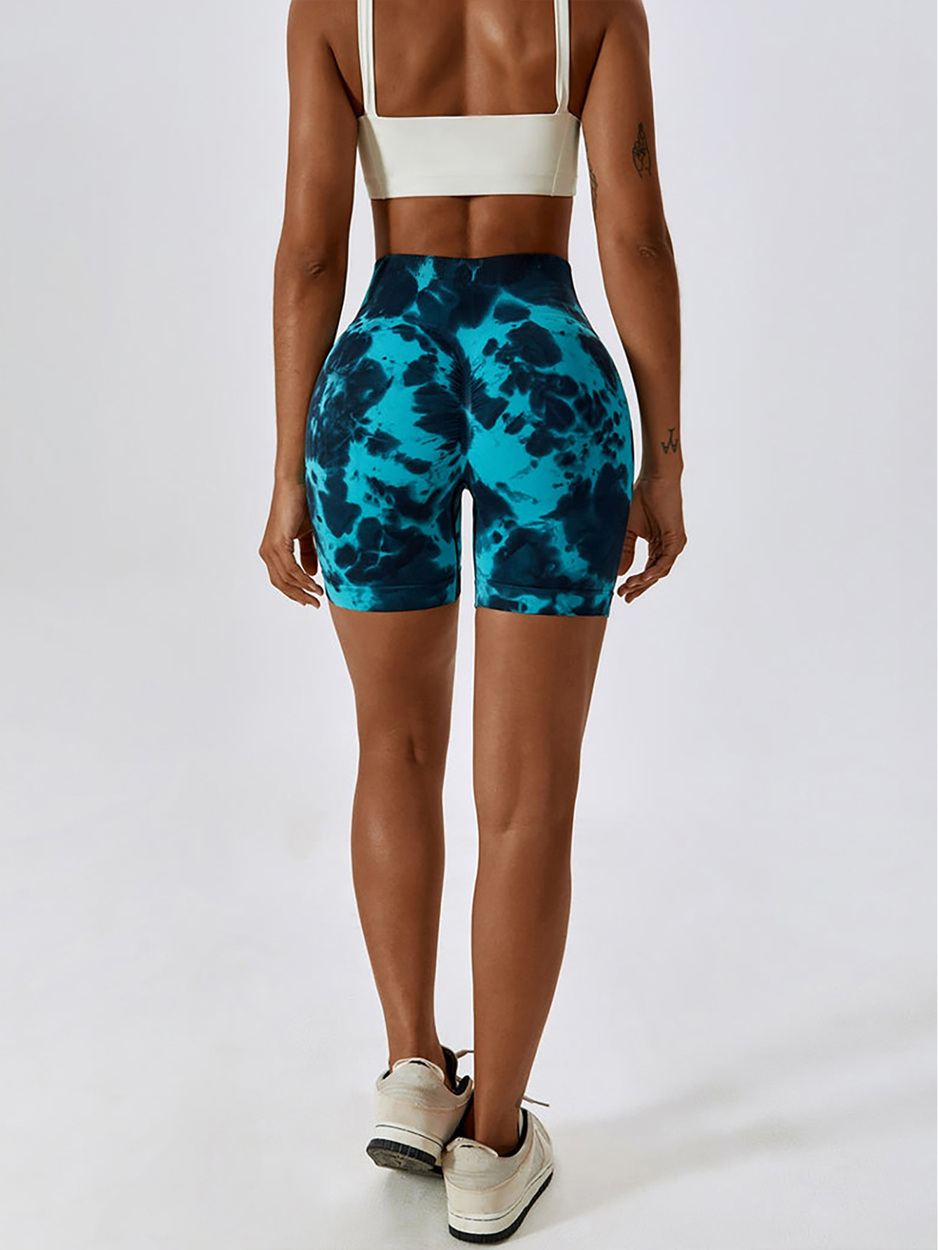 3 Pack High-Waisted Tie-Dye Butt-Lifting Women's Yoga Shorts - Seamless Tummy Control Workout Leggings for Enhanced Curves - Image 15