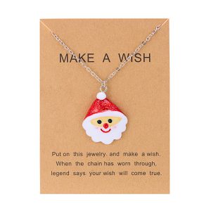Adorable Cartoon Resin Necklace Featuring Christmas Snowman & Santa Claus Pendant - Clavicle Chain Jewelry for Women