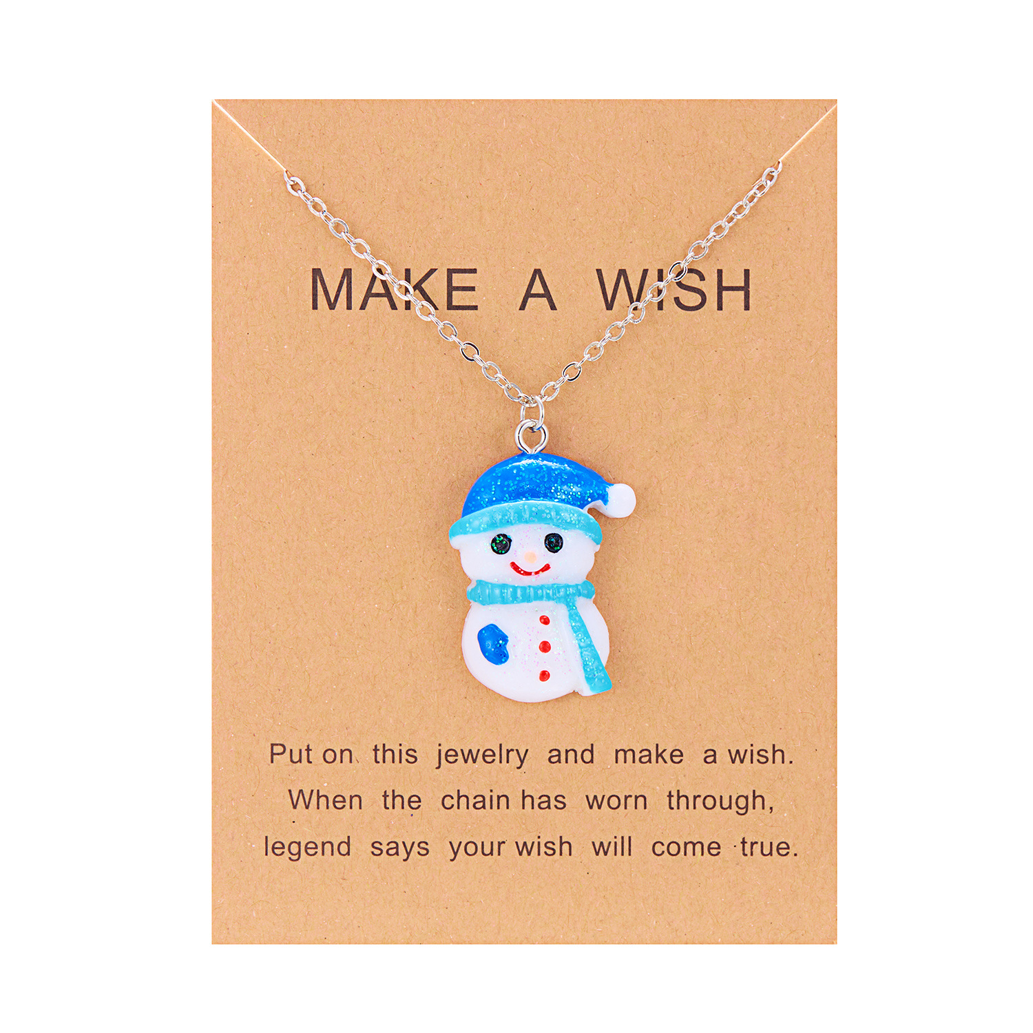 Adorable Cartoon Resin Necklace Featuring Christmas Snowman & Santa Claus Pendant - Clavicle Chain Jewelry for Women - Image 5