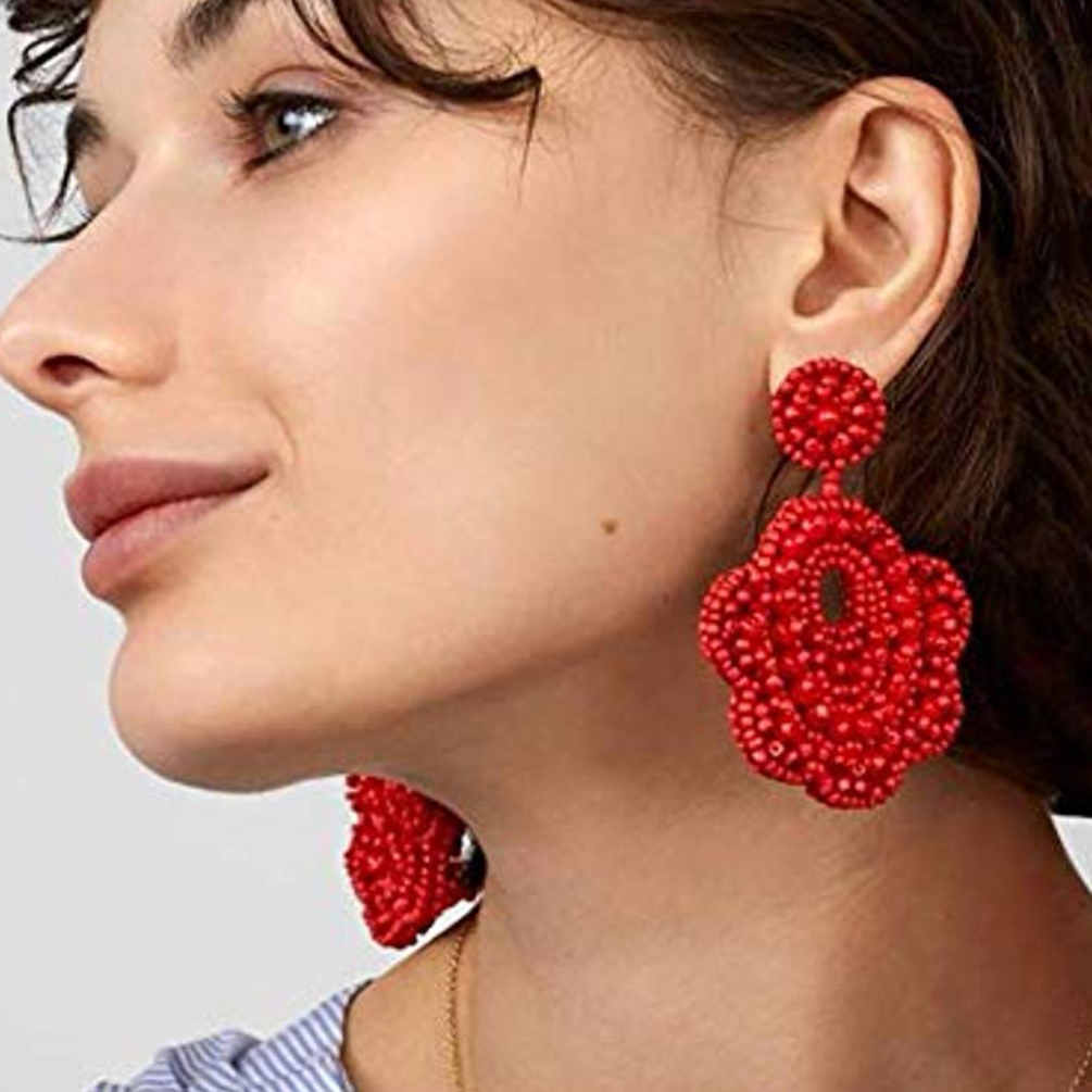 Artisan Women's Bead Flower Earrings – Handcrafted Elegance for Every Occasion - Image 12