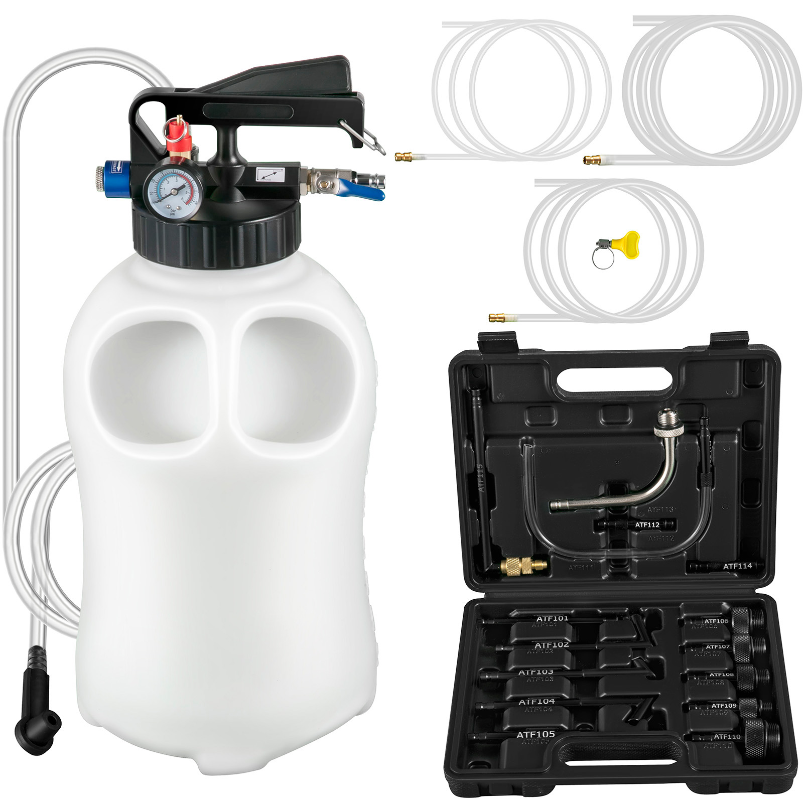 VEVOR 2-Way Manual Transmission Fluid Pump - 10L ATF Refill System & Oil Extractor Tool Set with 14 ATF Filler Adapters