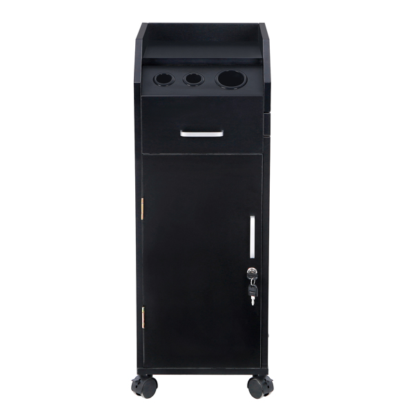 16mm Particle Board Black Hair Salon Tool Cart with ABS Tray - Durable & Stylish