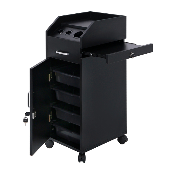 16mm Particle Board Black Hair Salon Tool Cart with ABS Tray - Durable & Stylish - Image 5