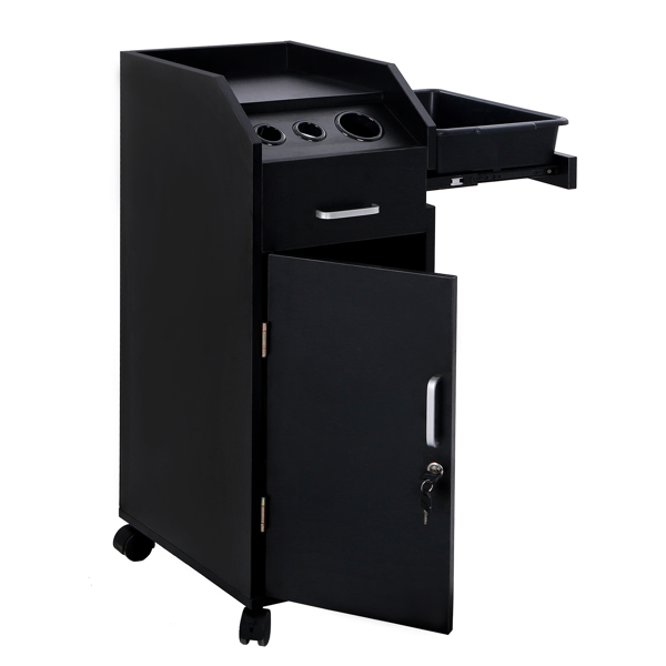 16mm Particle Board Black Hair Salon Tool Cart with ABS Tray - Durable & Stylish - Image 6