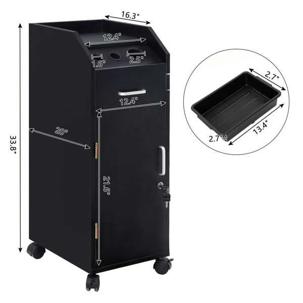 16mm Particle Board Black Hair Salon Tool Cart with ABS Tray - Durable & Stylish - Image 9