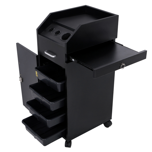 16mm Particle Board Black Hair Salon Tool Cart with ABS Tray - Durable & Stylish - Image 12