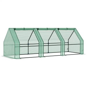 Large Portable Greenhouse 9'L X 3'W X 3'H with Zipper Doors - UV Resistant PE Cover for Outdoor Plants