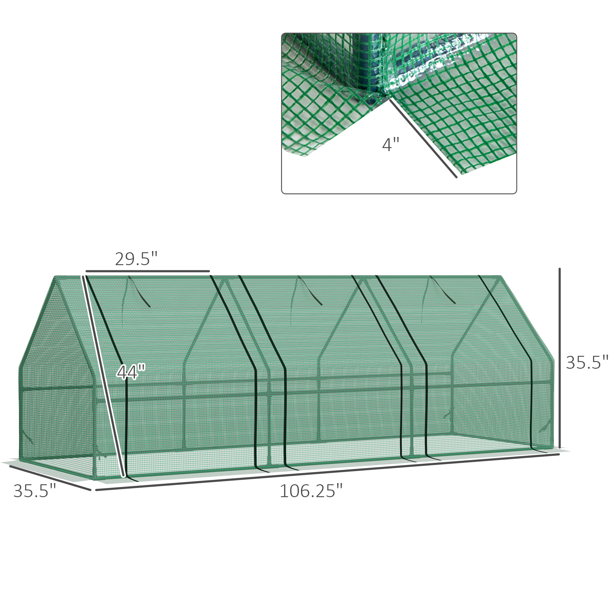 Large Portable Greenhouse 9'L X 3'W X 3'H with Zipper Doors - UV Resistant PE Cover for Outdoor Plants - Image 3