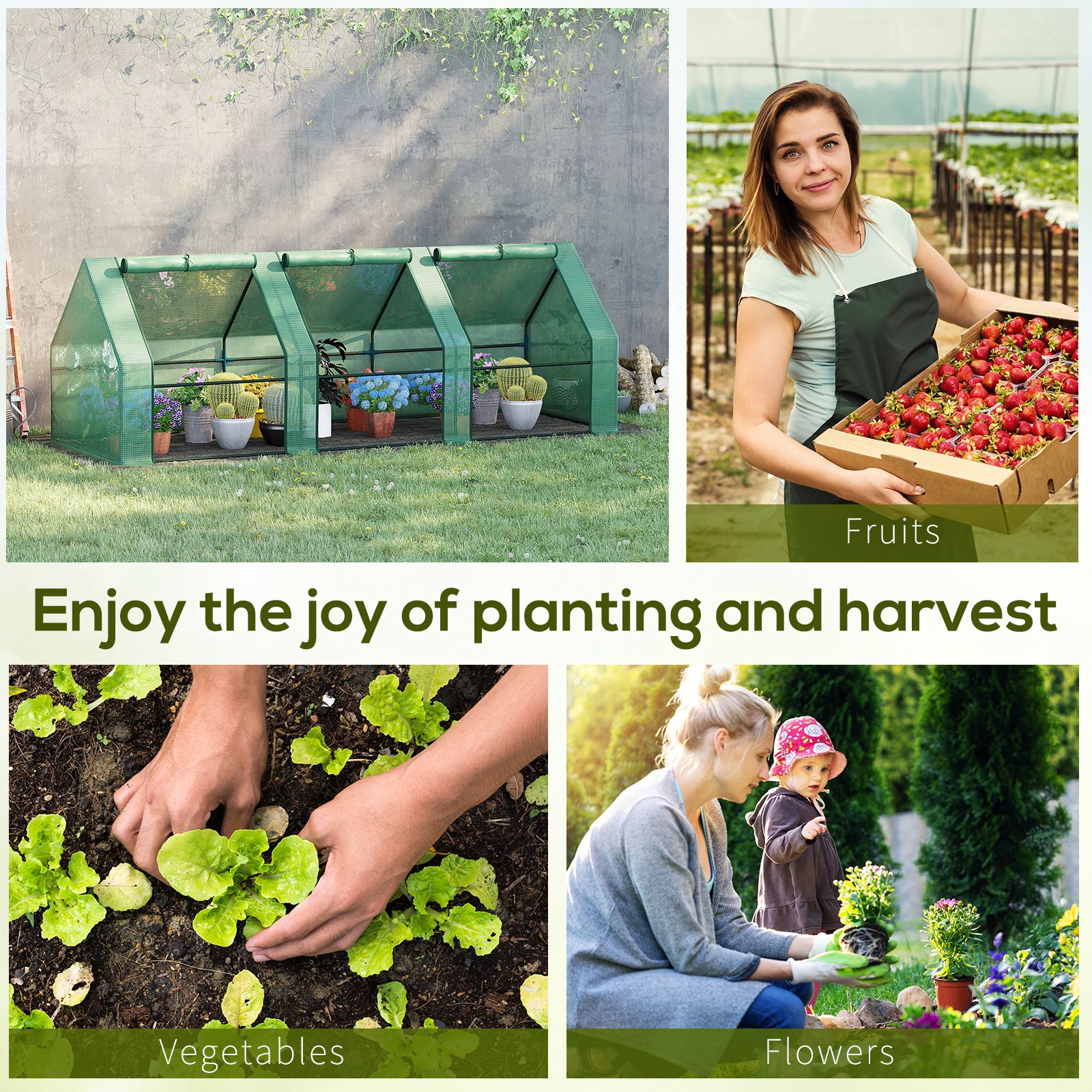 Large Portable Greenhouse 9'L X 3'W X 3'H with Zipper Doors - UV Resistant PE Cover for Outdoor Plants - Image 5