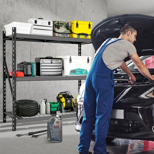 Heavy Duty Garage Shelving - 72H 77W Adjustable 3 Tier Metal Storage Rack, 6000LBS Capacity, Industrial Black Shelves for Optimal Garage Organization