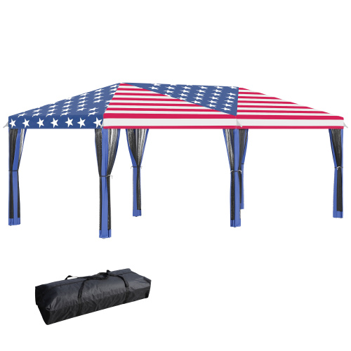 Outsunny 10 X 20 Heavy Duty Canopy Tent with Netting - Instant Sun Shelter for Outdoor Parties, Garden & Patio - Includes Carry Bag & American Flag - Image 3