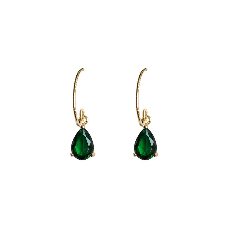 Elegant Emerald Drop-shaped Zircon Earrings - Light Luxury Jewelry - Image 4