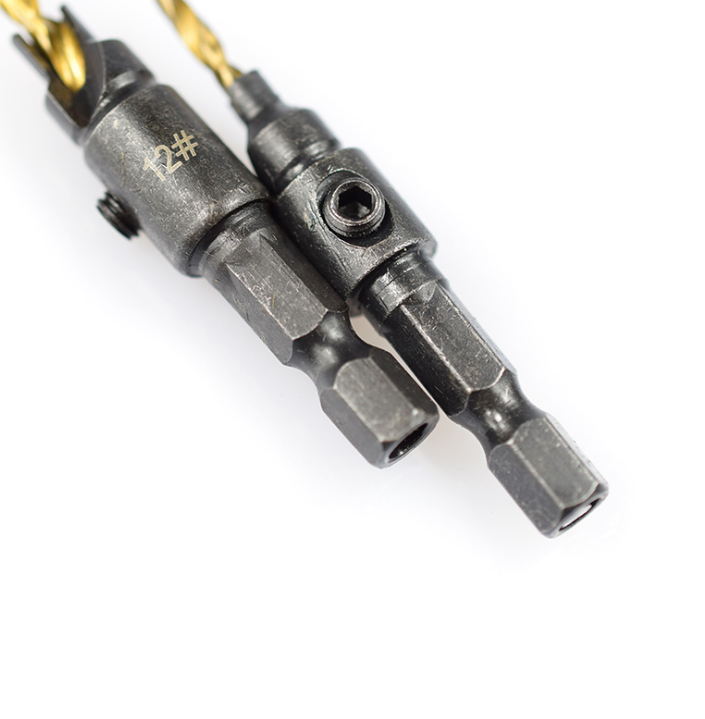 5-Piece Titanium Woodworking Countersink Drill Set for Precision Projects - Image 3