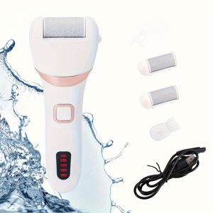 Rechargeable Electric Foot Grinder and Callus Remover Kit - Perfect for Cracked Heels and Dead Skin, Includes 3 Roller Heads for a Professional Pedicure Experience
