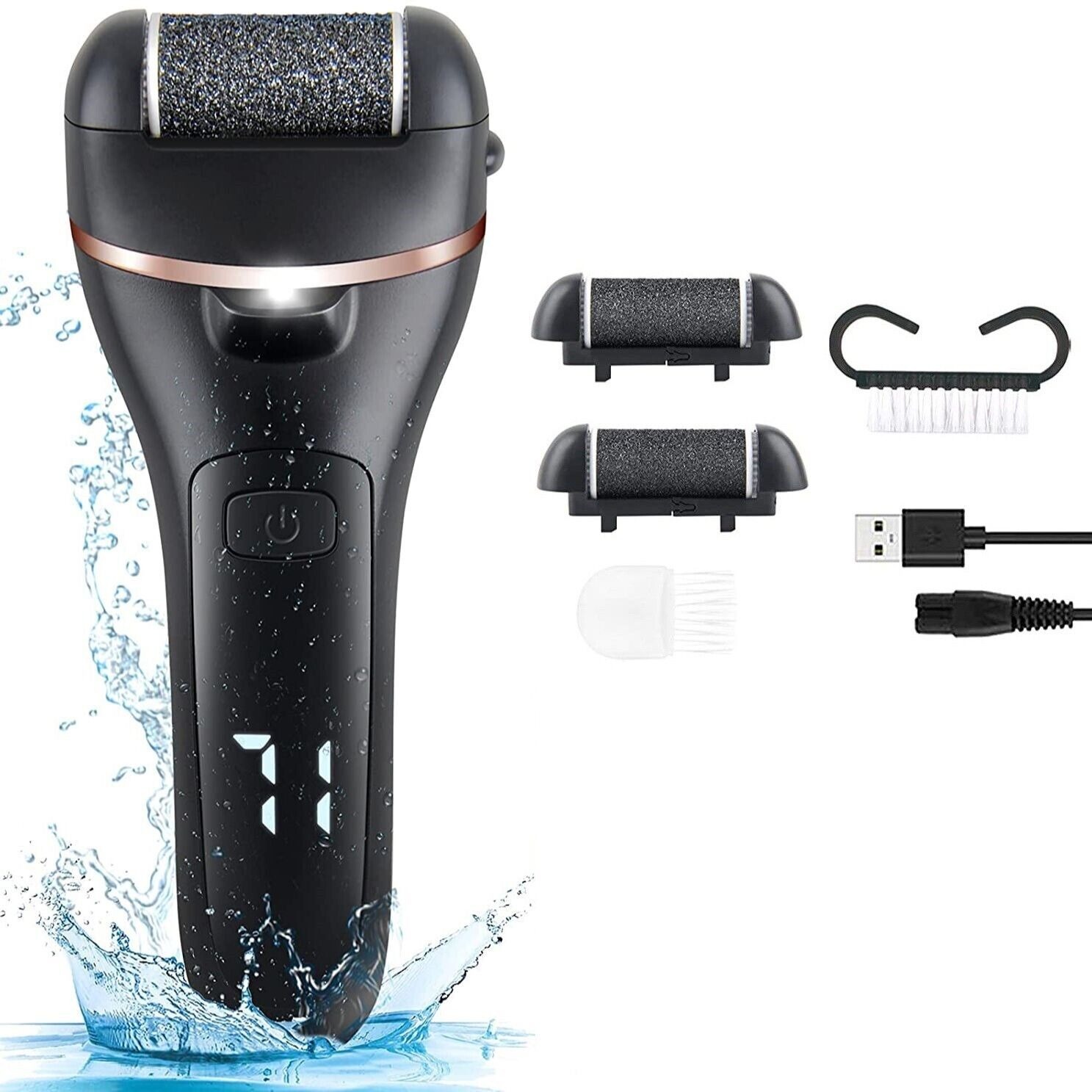 Rechargeable Electric Foot Grinder and Callus Remover Kit - Perfect for Cracked Heels and Dead Skin, Includes 3 Roller Heads for a Professional Pedicure Experience - Image 6