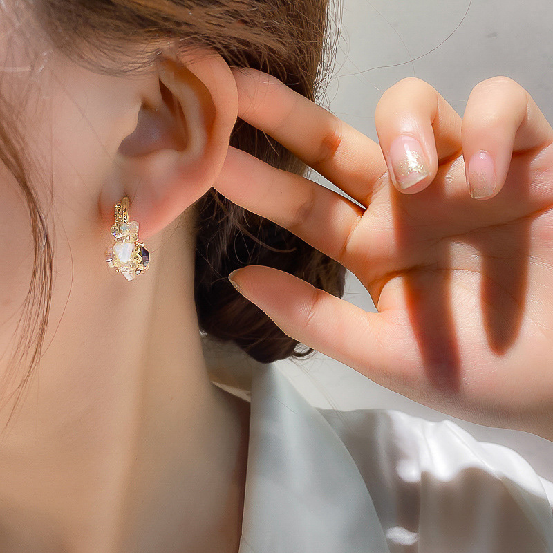 Elegant Real Gold Plated 925 Silver Needle Green Flower Earrings - Image 4