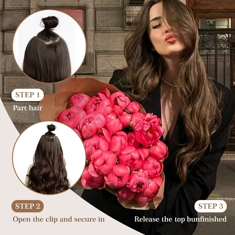 Holdbalance Clip-In Hair Extensions - Long Straight & Wavy Synthetic Hairpiece for Natural Look, Soft Texture, Perfect for Daily & Party Use - Best Fashion Accessories - Image 7