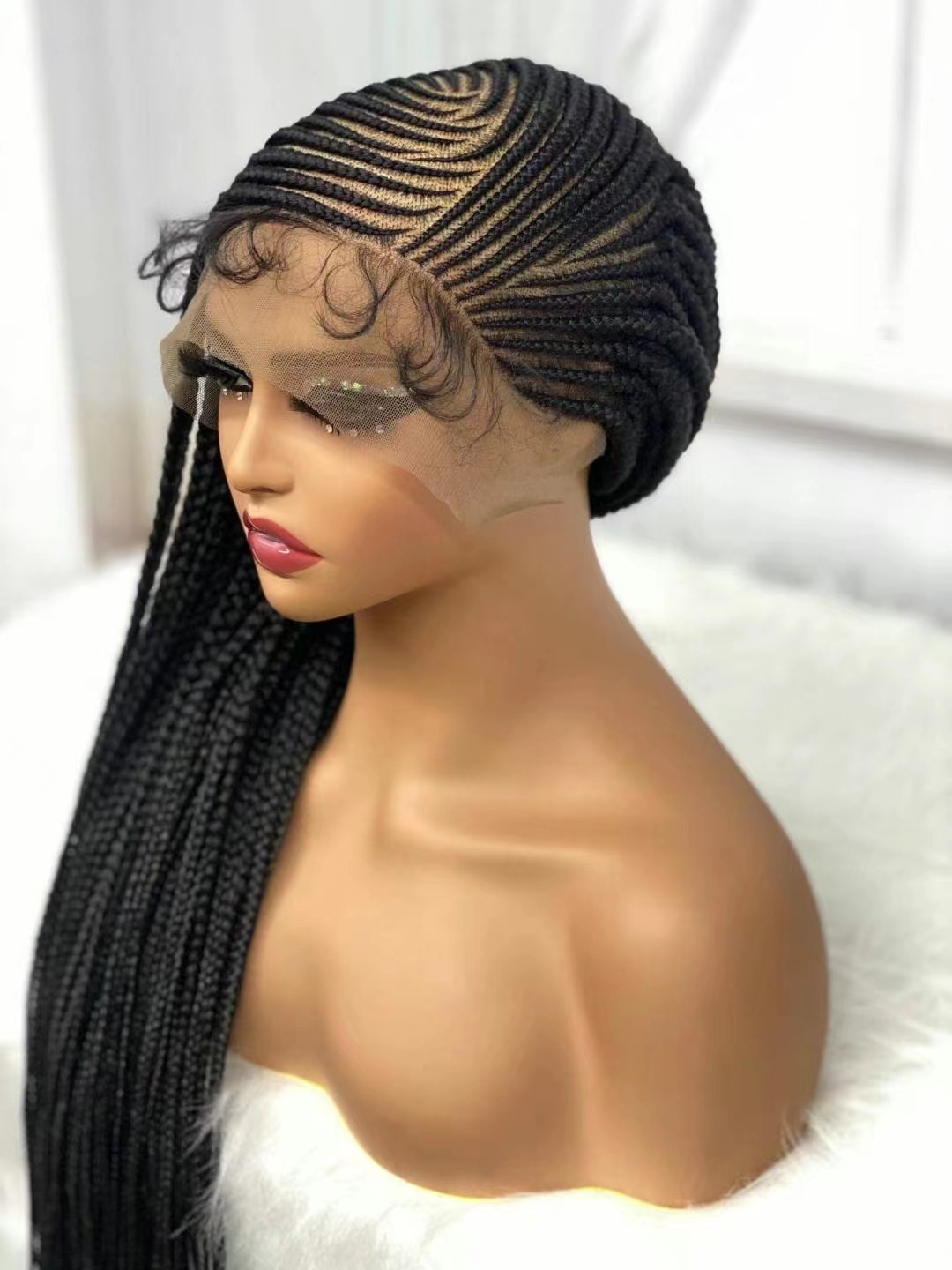 Long Straight Lace Wig with Dreadlocks - Premium Chemical Fiber Headgear - Image 3