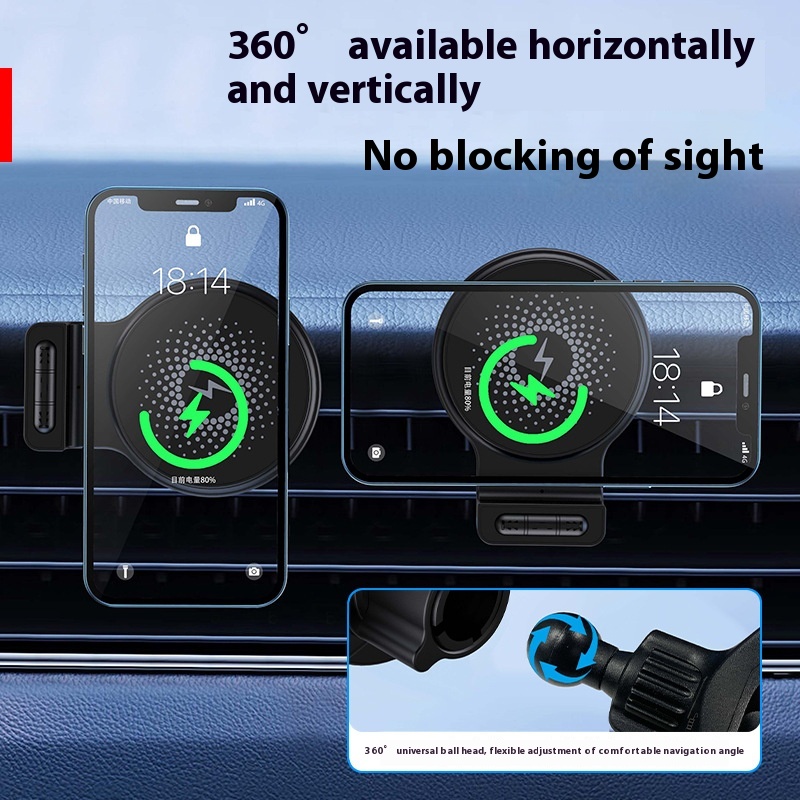 15W Car Magnetic Wireless Charger - Convenient Charging Mount for Your Vehicle
