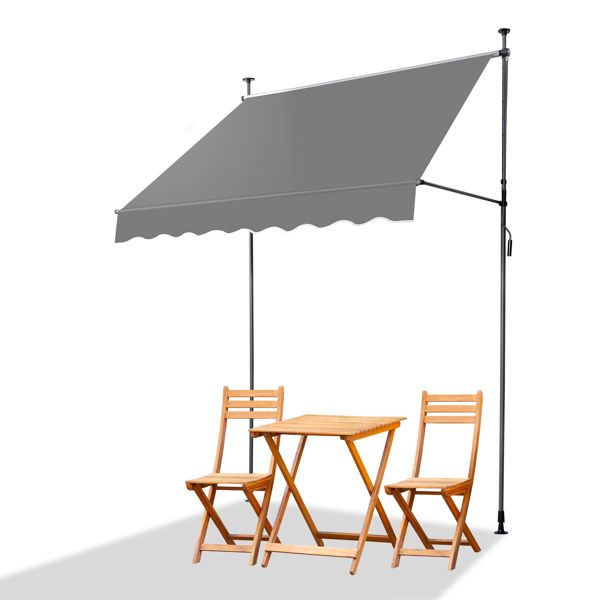 200x120x200-300cm Grey Retractable Canopy with Polyester Fabric and Aluminum-Iron Frame - Image 3