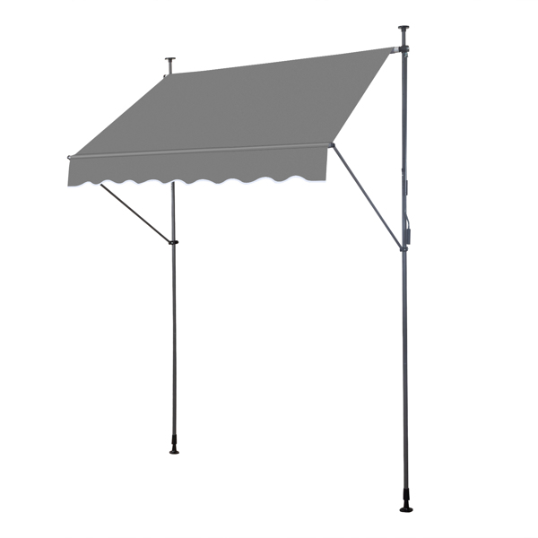 200x120x200-300cm Grey Retractable Canopy with Polyester Fabric and Aluminum-Iron Frame - Image 4