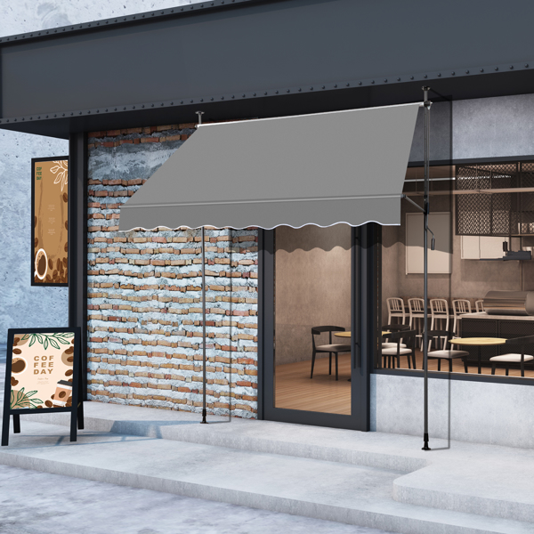 200x120x200-300cm Grey Retractable Canopy with Polyester Fabric and Aluminum-Iron Frame - Image 5