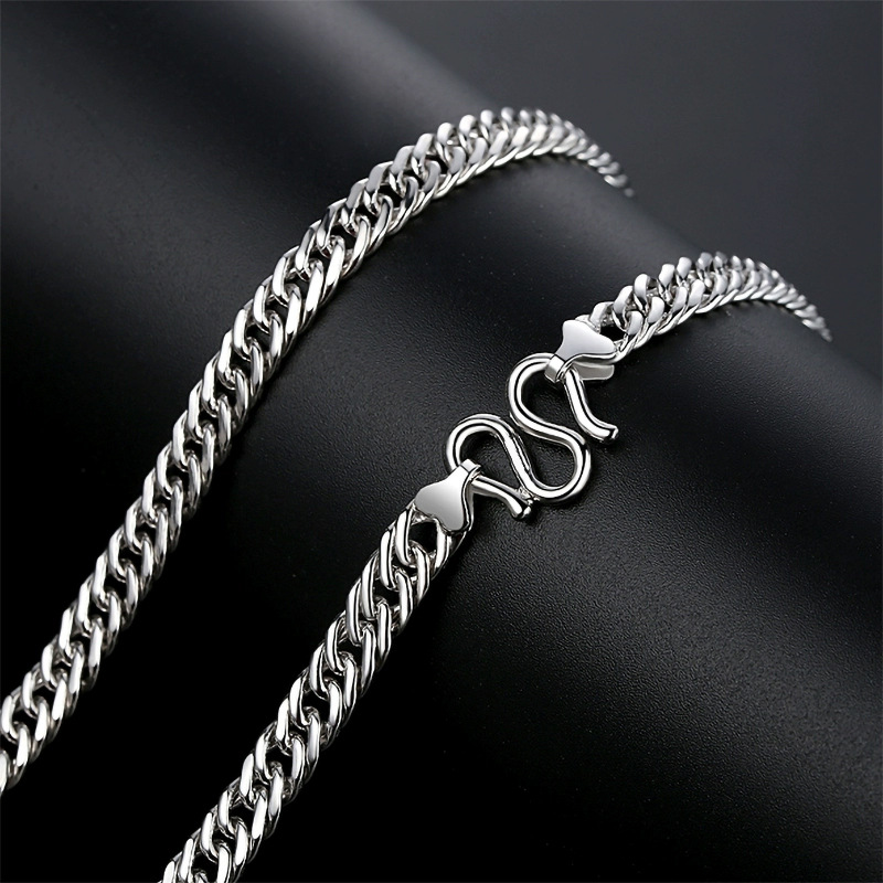 Thick Cuban Necklace for Men - Curb Chain in Pure Silver 990 - Image 3