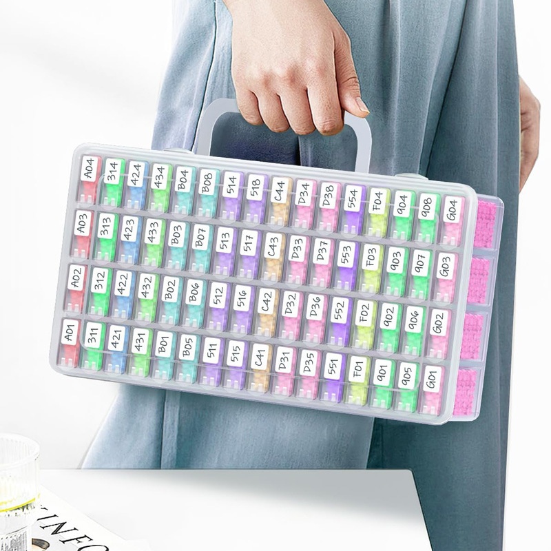 Portable Transparent Bead Drill Classification Box with Beaded Storage