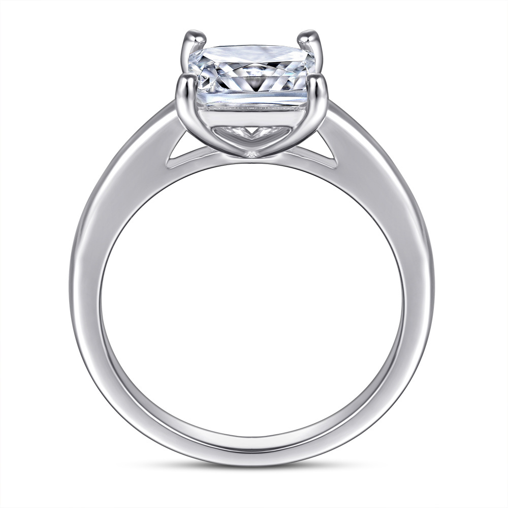 925 Sterling Silver Square Zircon Ring with Inlaid Design - Elegant Jewelry - Image 4