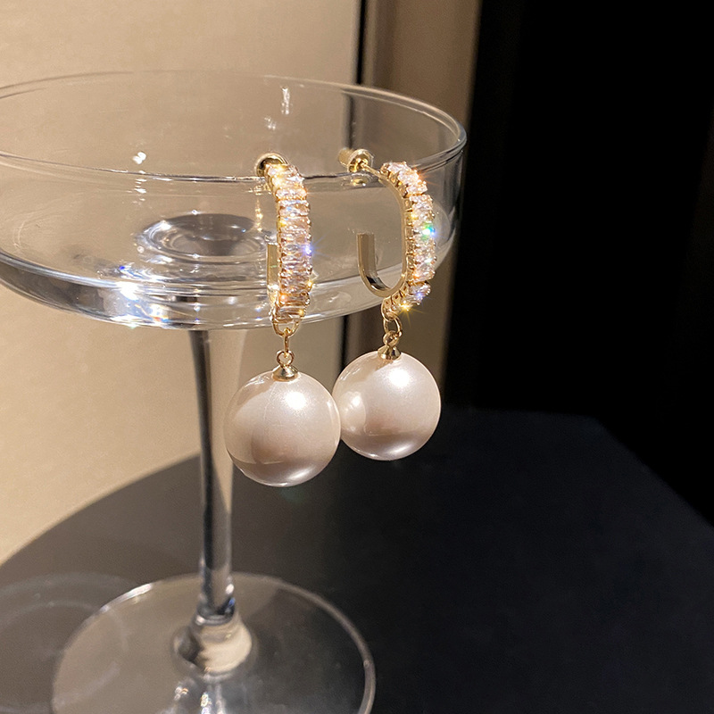 Trendy Korean Oversized White Pearl Drop Earrings - New Fashion Statement
