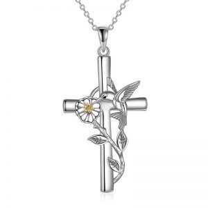 Sterling Silver Hummingbird Cross Necklace - Perfect Gifts for Women