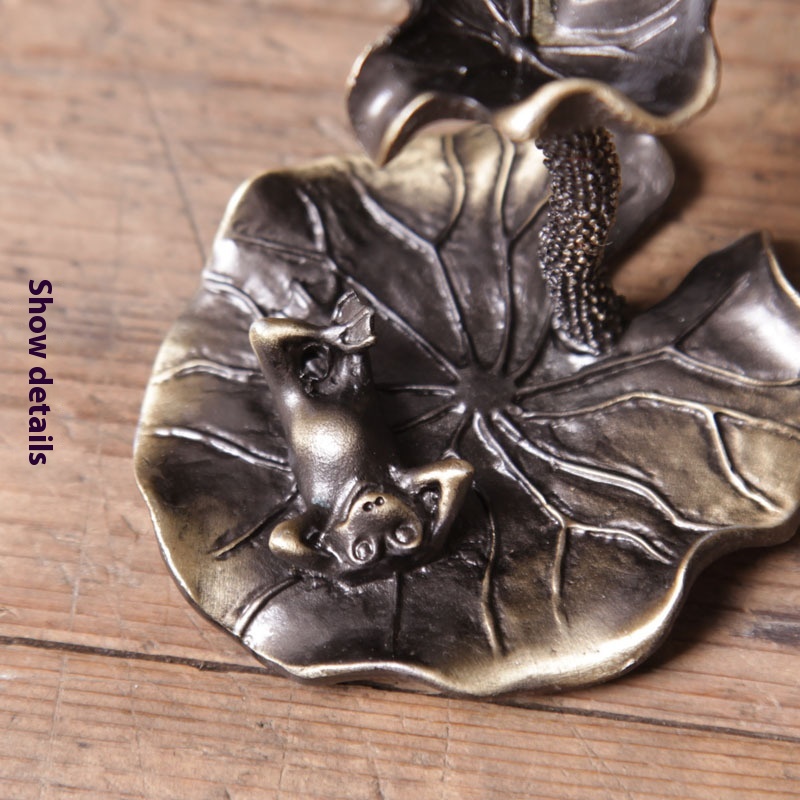 Elegant Yellow Copper Incense Burner for Home & Office - Backflow Lotus Design Small Ornament - Image 4