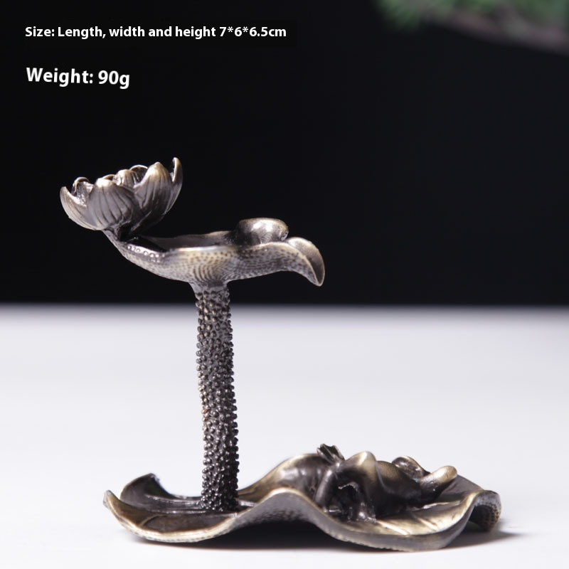 Elegant Yellow Copper Incense Burner for Home & Office - Backflow Lotus Design Small Ornament - Image 9