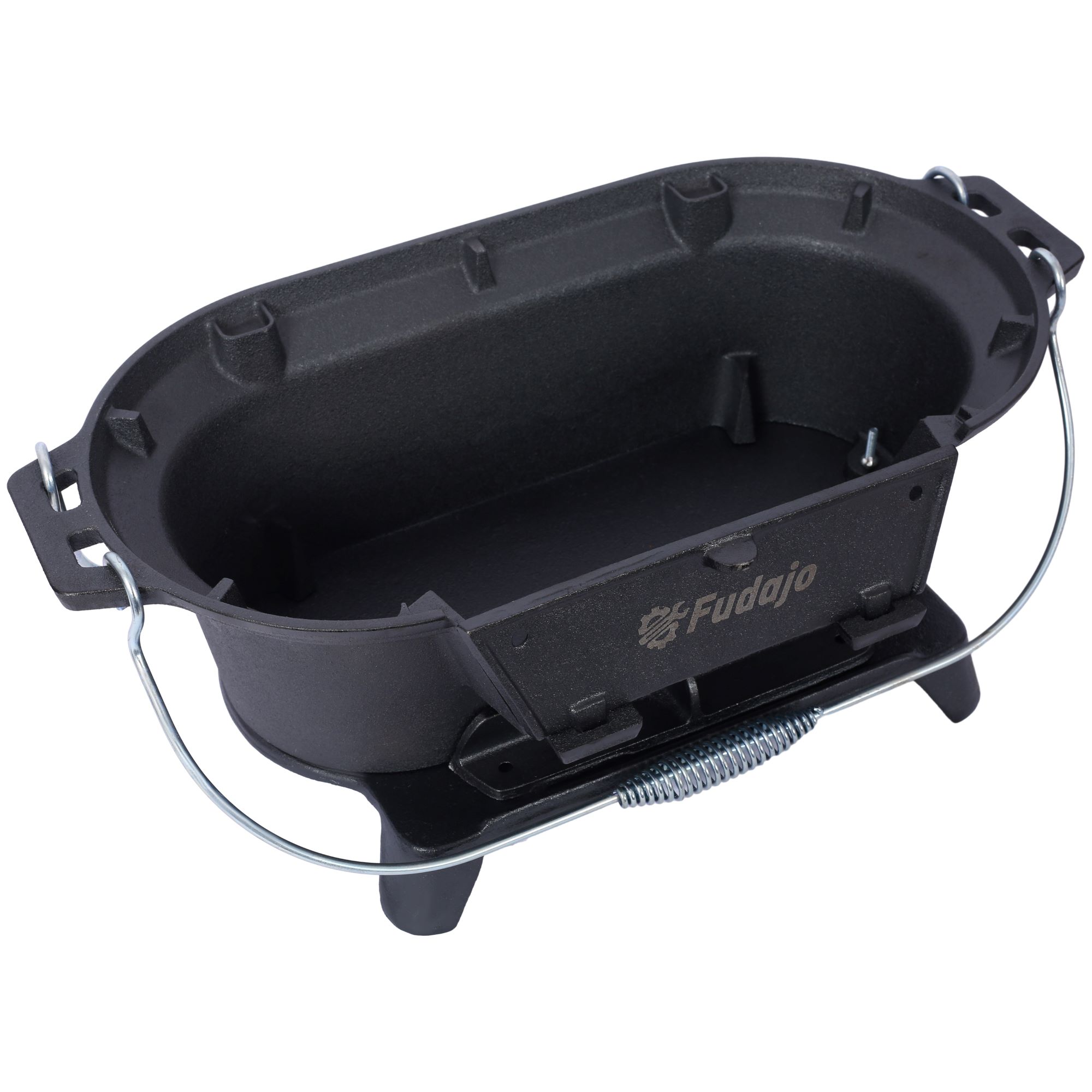 Portable Outdoor Oval Cast Iron Grill & Charcoal BBQ, Plus Desktop Frying Pan - Image 11
