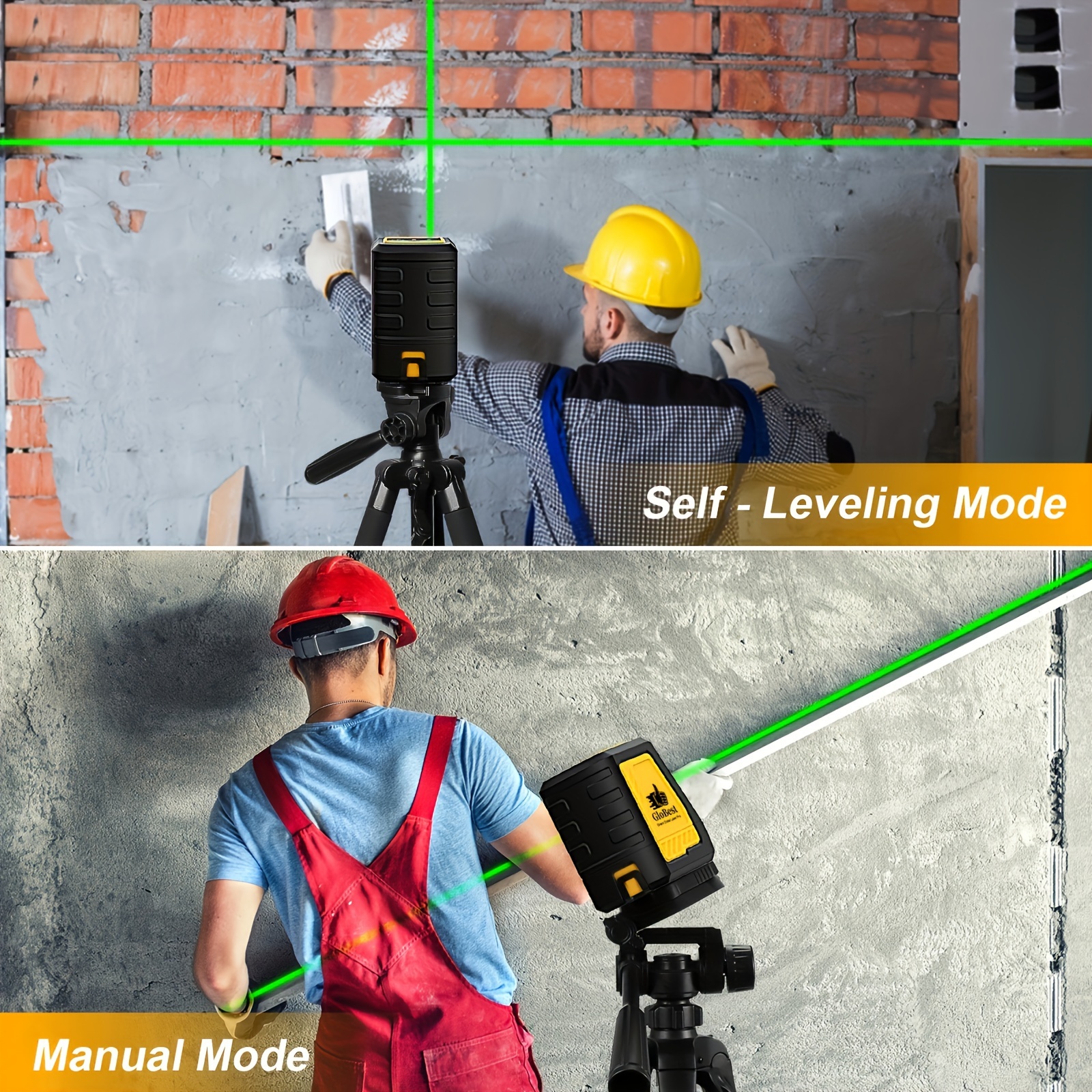 Self-Leveling Laser Level, 100Ft Green Beam Cross Line Tool with 360° Magnetic Base, Manual & Pulse Modes, Battery Included - Image 7