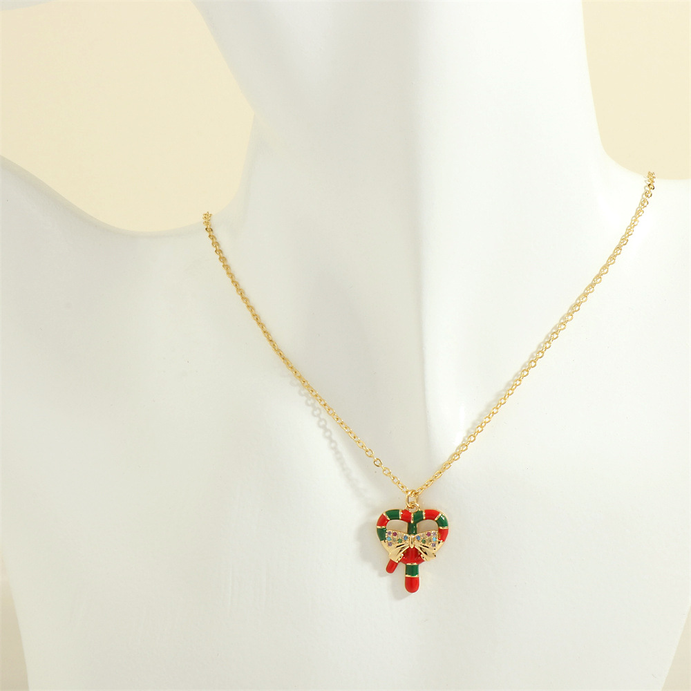 Christmas Tree Santa Claus Elk Snowman Oil-Drop Necklace with Colorful Rhinestones – Festive Clavicle Chain Jewelry for Women - Image 20
