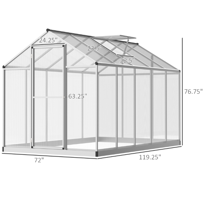 Winter Greenhouse, 10' L x 6' W Walk-In Polycarbonate Structure for Year-Round Gardening - Image 2