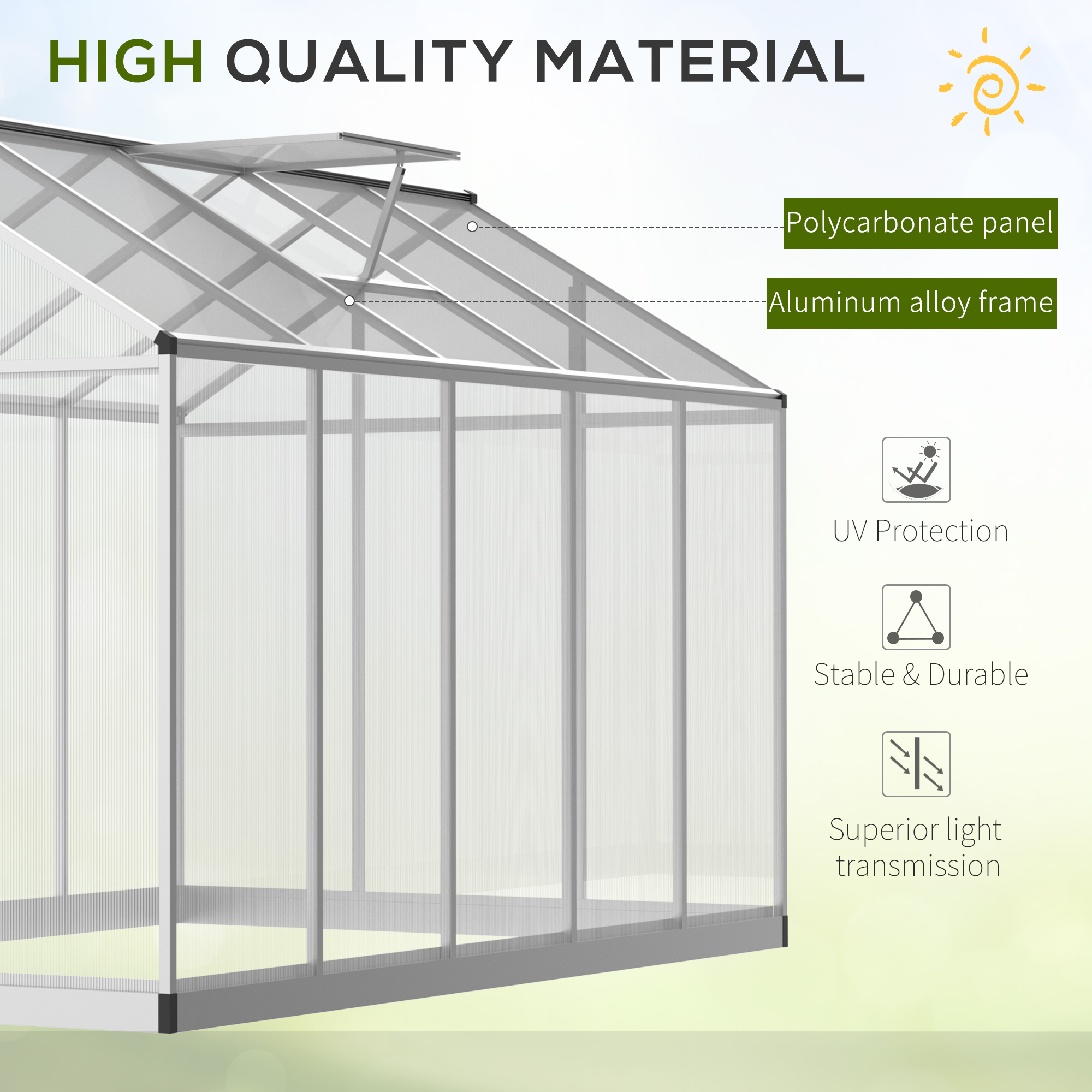 Winter Greenhouse, 10' L x 6' W Walk-In Polycarbonate Structure for Year-Round Gardening - Image 7