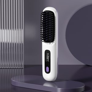 2 In 1 Wireless Hair Straightener Brush & Hot Curler - Fast Heating, USB Rechargeable & Portable