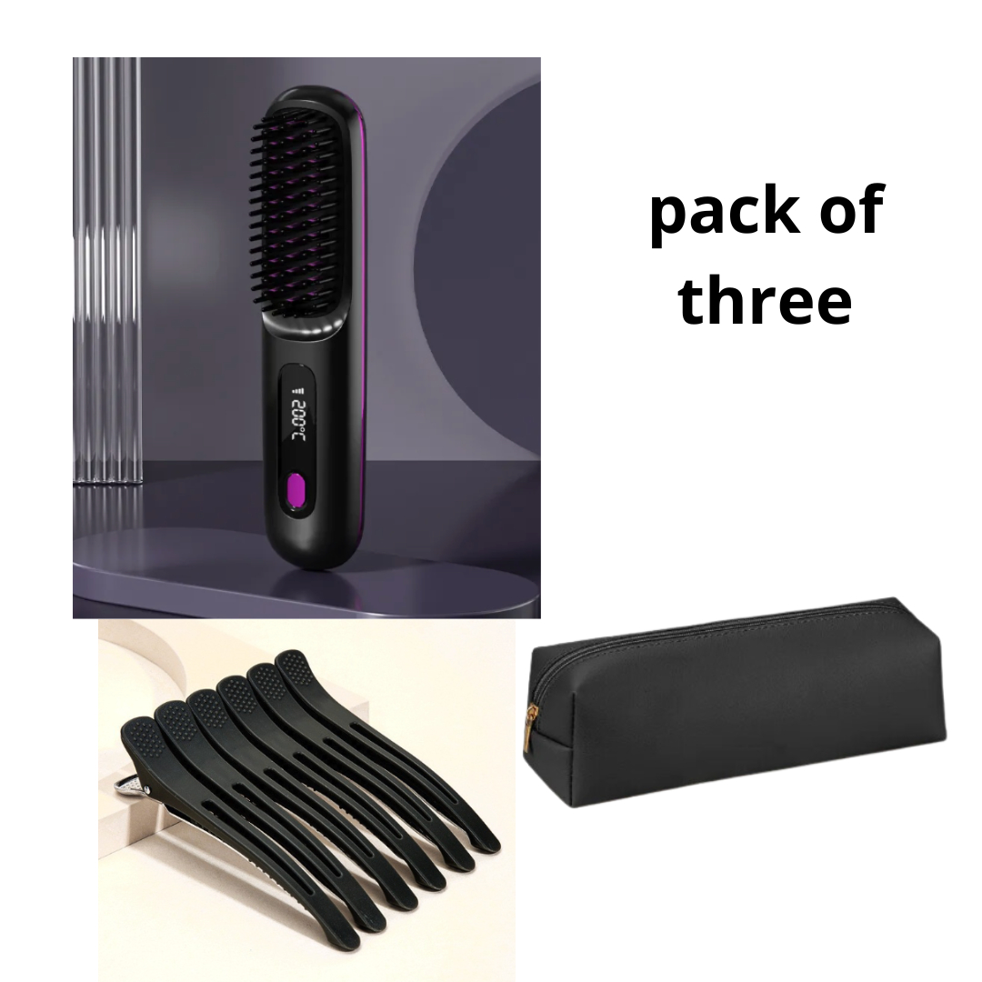2 In 1 Wireless Hair Straightener Brush & Hot Curler - Fast Heating, USB Rechargeable & Portable - Image 3