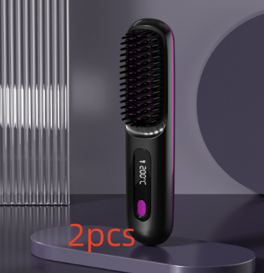 2 In 1 Wireless Hair Straightener Brush & Hot Curler - Fast Heating, USB Rechargeable & Portable - Image 13