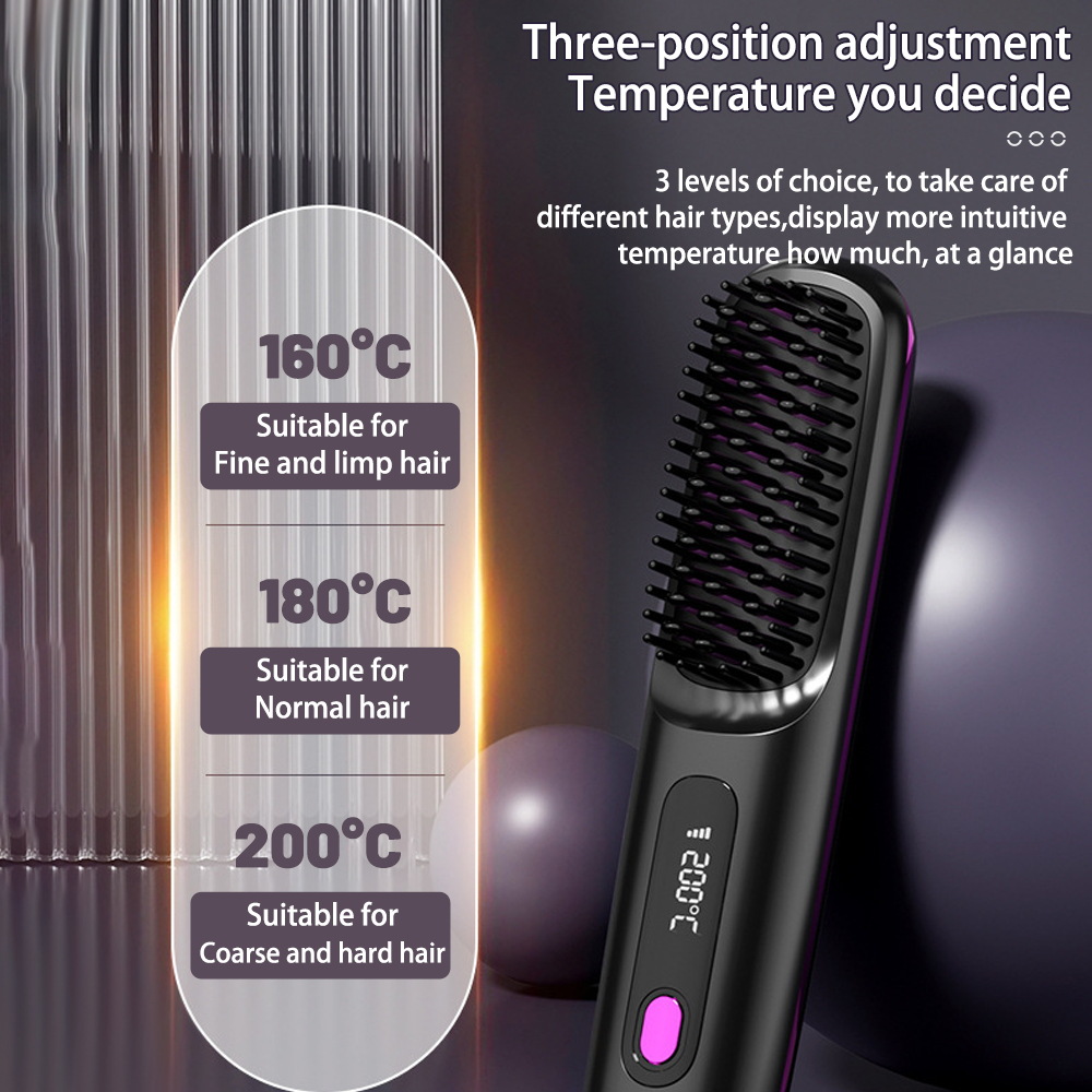 2 In 1 Wireless Hair Straightener Brush & Hot Curler - Fast Heating, USB Rechargeable & Portable - Image 22