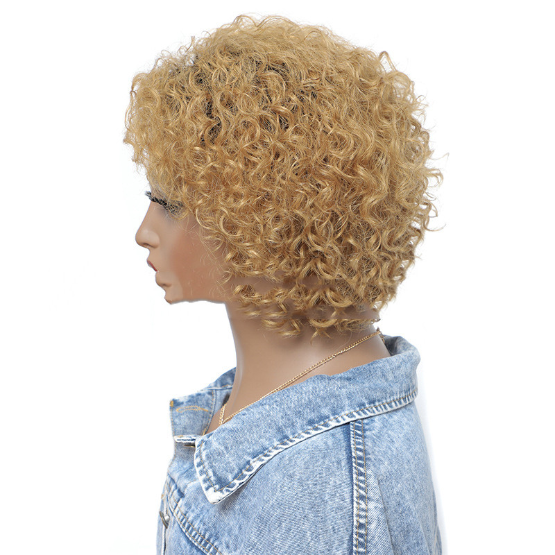 High-End Small Curly Real Hair Headgear - Fluffy Short Hair Cover - Image 2
