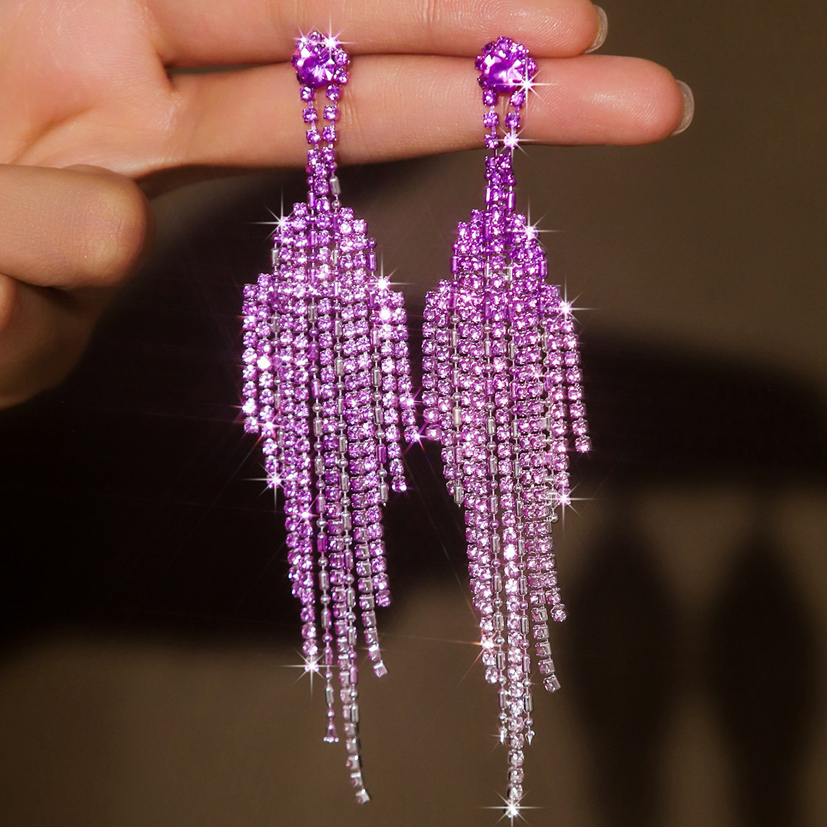 Affordable Luxury Full Rhinestone Tassel Earrings - Unique High-Grade Design - Image 10