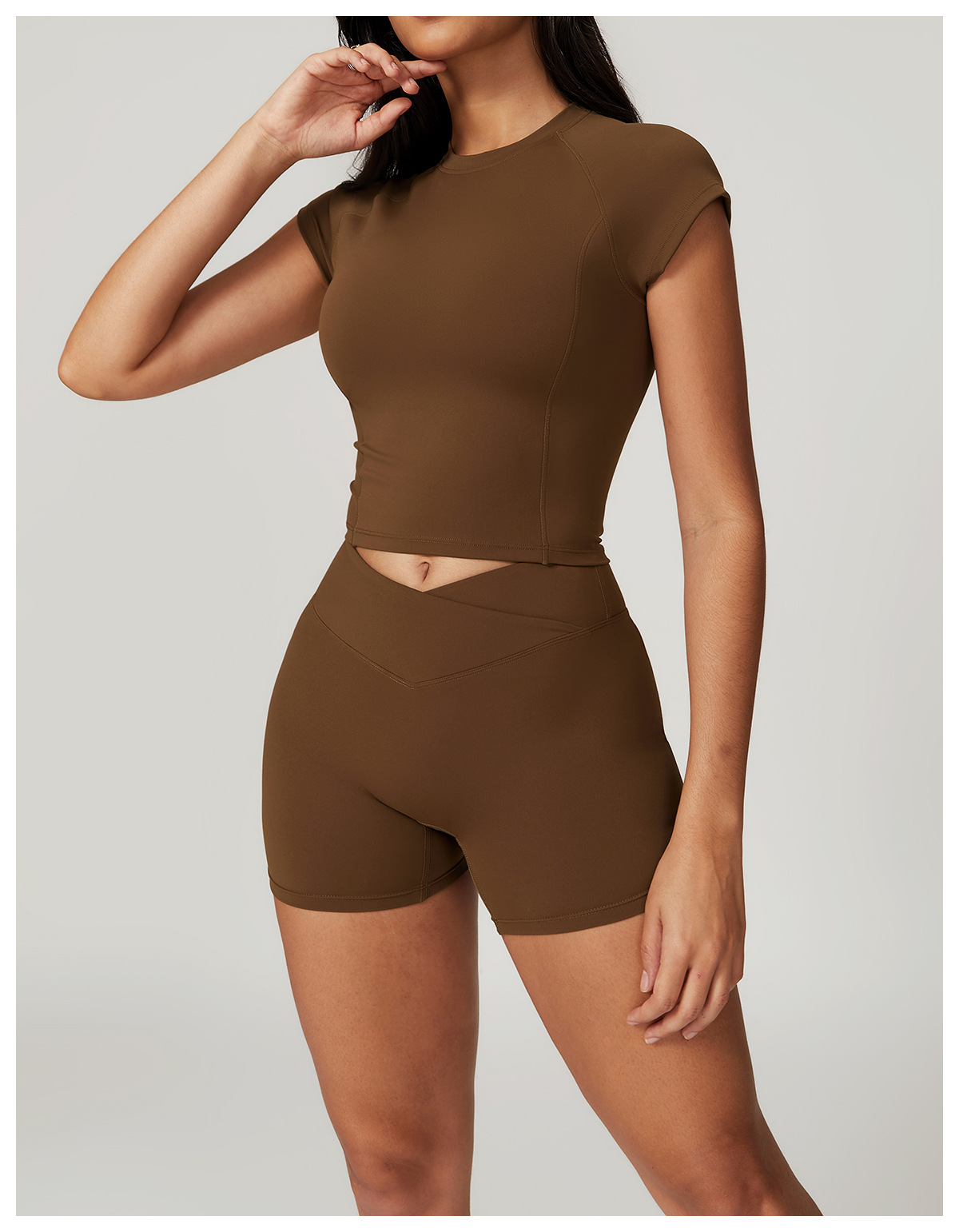 Women's Tight Quick-Drying Yoga Suit - Short Sleeve Back-Shaping Workout Gear for Running and Sports - Image 9