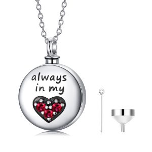 Sterling Silver Heart Urn Engraved Cremation Necklace for Ashes