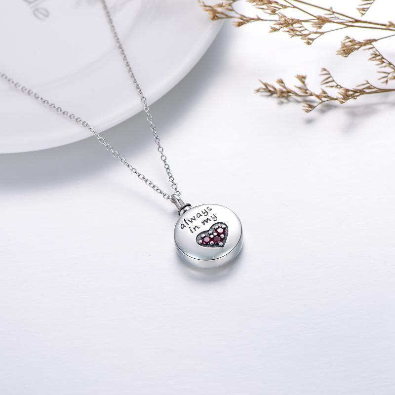 Sterling Silver Heart Urn Engraved Cremation Necklace for Ashes - Image 3